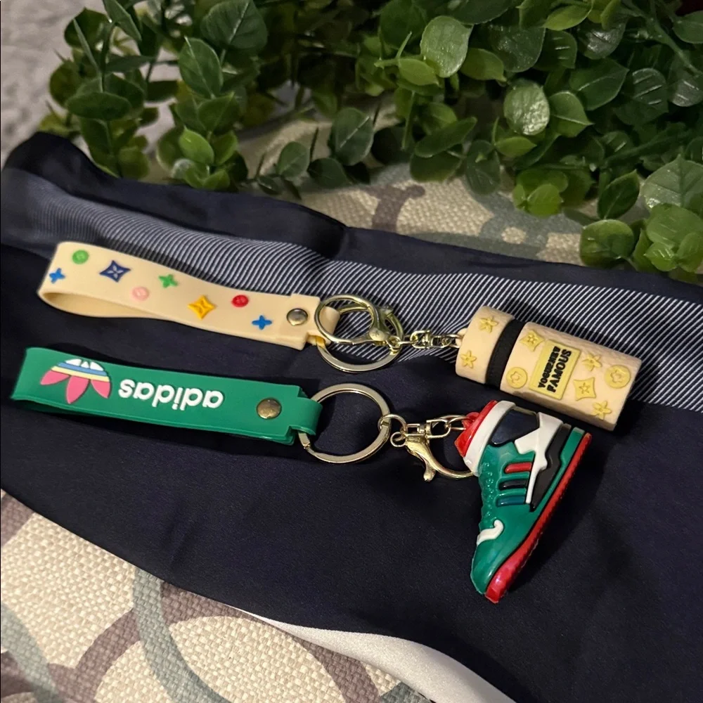 Adidas Green Shoe andCream Fashion Bottle Keychain